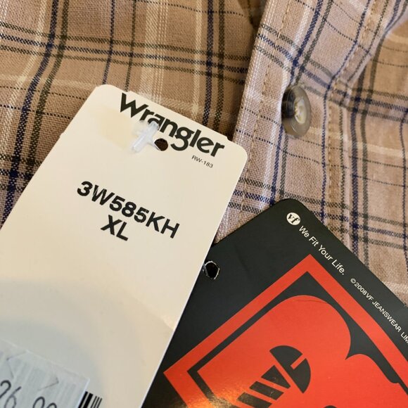 Wrangler Riggs Workwear Shirt Men's XL Tan Plaid Long Sleeve - Picture 6 of 14